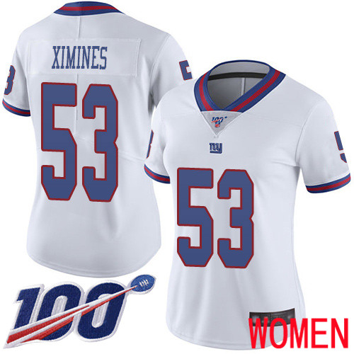 Women New York Giants #53 Oshane Ximines Limited White Rush Vapor Untouchable 100th Season Football NFL Jersey